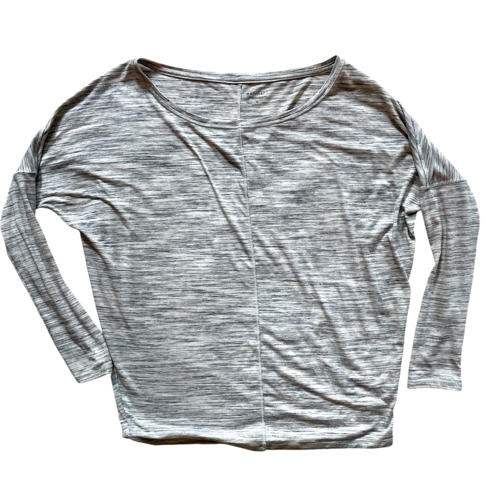Athleta Heather Gray Long Sleeve Tee Boatneck Lightweight  Athletic Wear Size M